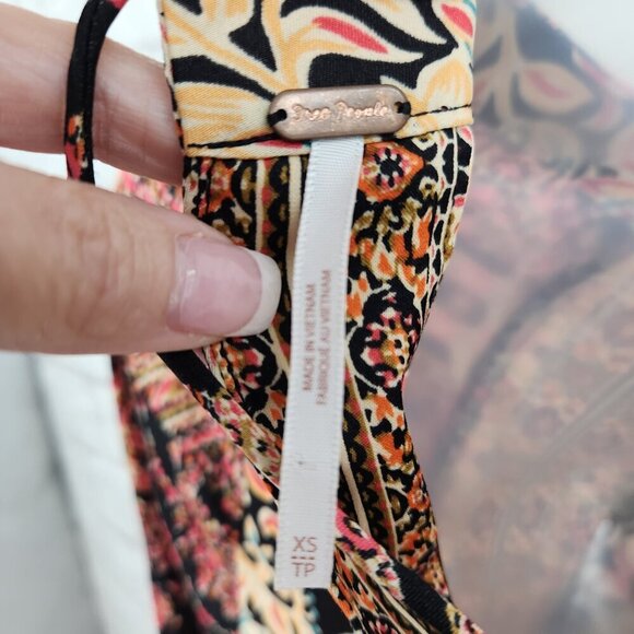 Free People Black Multi Boho Bell Sleeve Stevie Tunic Mini Dress Extra Small - Picture 11 of 16